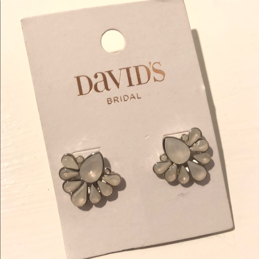David’s bridal white earrings